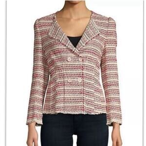 Rebecca Taylor Striped Tweed Double Breasted Blazer Jacket Wmns 10 Career Office